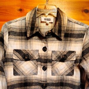 BB Dakota By Steve Madden Women's Black and Gray Plaid Shirt